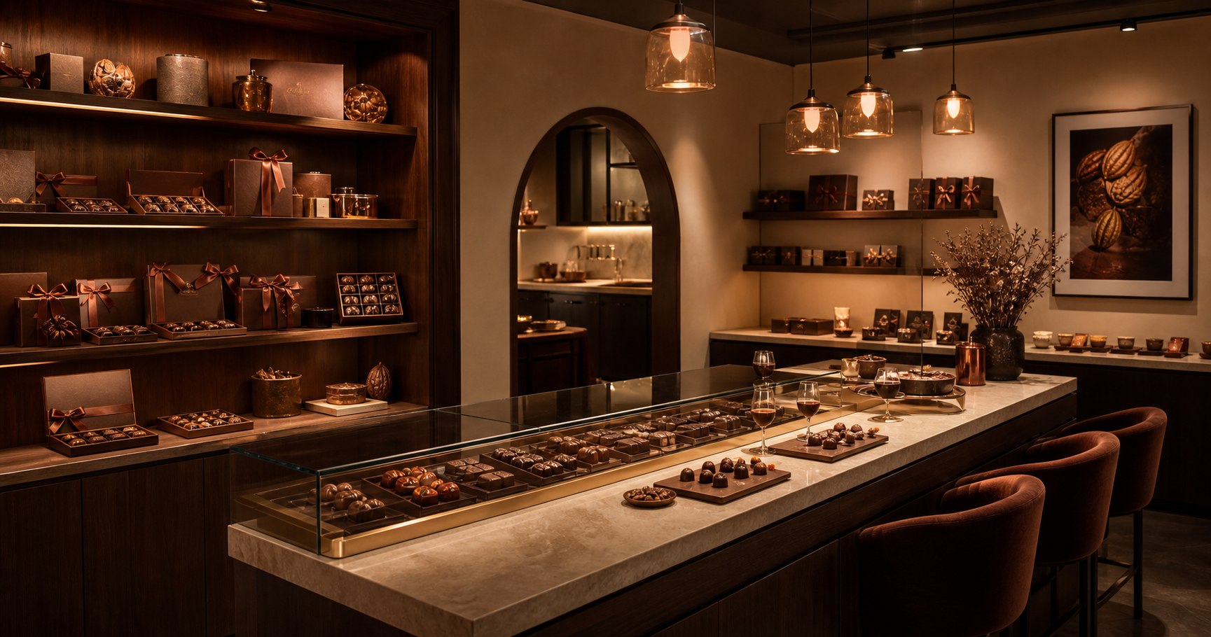 Không gian atelier Nâu Chocolate ấm áp và cao cấp