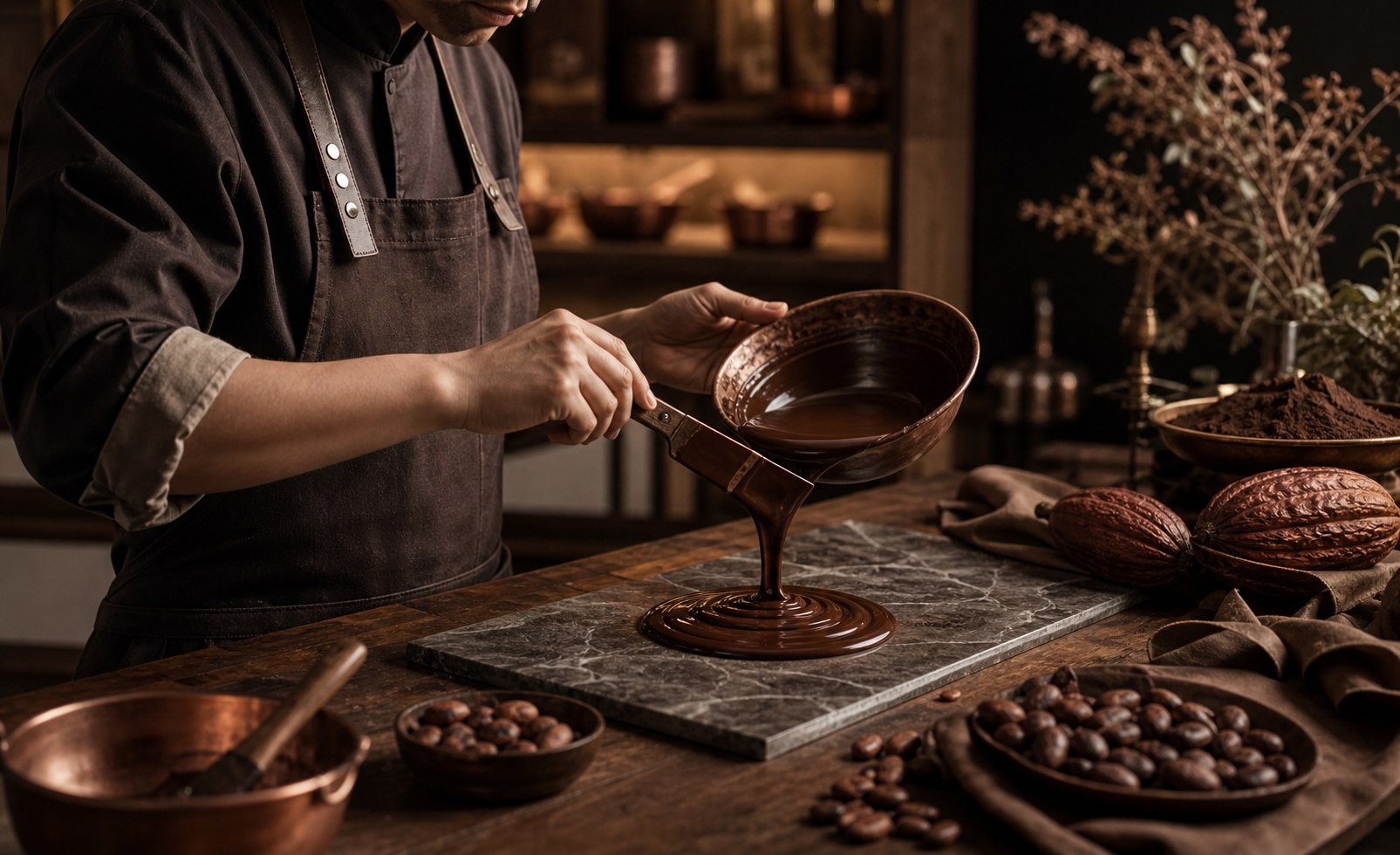 Nghệ nhân Nâu Chocolate đang chế tác socola